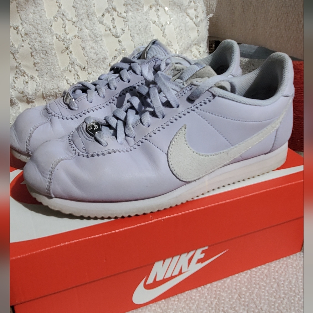 Nike Women's Cortez Sneakers in Palest Purple and White